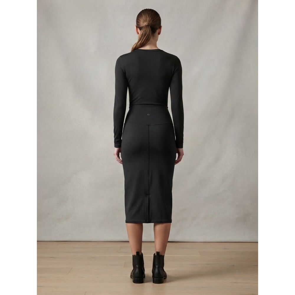 Lululemon Nulu High-Rise Midi Skirt Size 4 Black Back Slit NWT